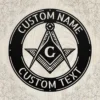 Personalized Masonic Symbol Metal Sign Freemason Wall Art Personalized Masonic symbol metal sign in 16 gauge steel for Freemason wall decor, custom lodge plaque and symbolic gift for members.