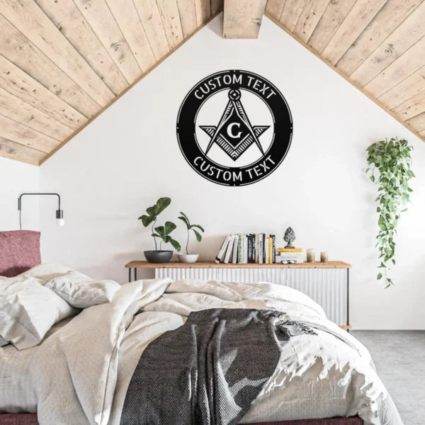 Personalized Masonic Symbol Metal Sign Freemason Wall Art Personalized Masonic symbol metal sign in 16 gauge steel for Freemason wall decor, custom lodge plaque and symbolic gift for members.