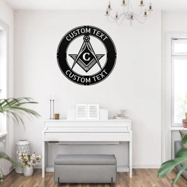 Personalized Masonic Symbol Metal Sign Freemason Wall Art Personalized Masonic symbol metal sign in 16 gauge steel for Freemason wall decor, custom lodge plaque and symbolic gift for members.