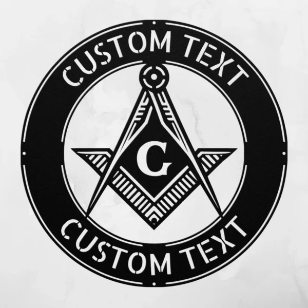 Personalized Masonic Symbol Metal Sign Freemason Wall Art Personalized Masonic symbol metal sign in 16 gauge steel for Freemason wall decor, custom lodge plaque and symbolic gift for members.