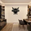 Personalized Medieval Shield Metal Art Sign Knight Family Crest Decor Personalized medieval shield metal wall sign in 16 gauge steel for knight family crest decor, custom castle wall art plaque and gift.