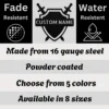 Personalized Medieval Shield Metal Art Sign Knight Family Crest Decor Personalized medieval shield metal wall sign in 16 gauge steel for knight family crest decor, custom castle wall art plaque and gift.