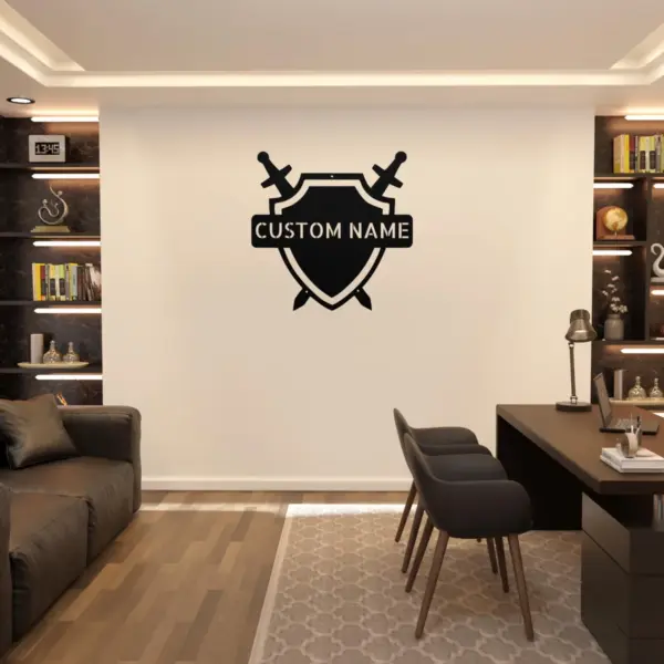 Personalized Medieval Shield Metal Sign Knight Family Decor Personalized medieval shield metal sign in 16 gauge steel for knight family crest decor, custom castle wall art plaque and gift.