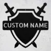 Personalized Medieval Shield Metal Sign Knight Family Decor Personalized medieval shield metal sign in 16 gauge steel for knight family crest decor, custom castle wall art plaque and gift.
