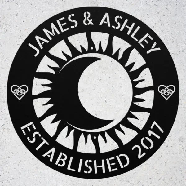 Personalized Moon Sun Couple Metal Sign Celestial Wall Decor Personalized Moon Sun Couple Metal Sign in 16 gauge steel for celestial couple wall decor, wedding plaque for home, romantic gift art.