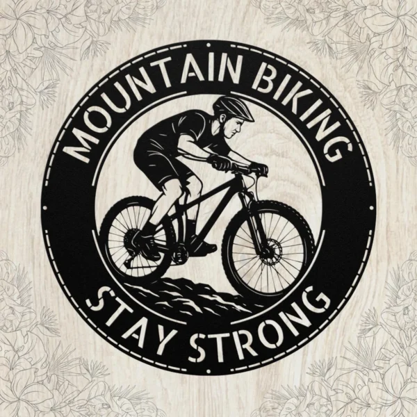 Personalized Mountain Bike Rider Metal Sign Custom Mtb Art Decor Personalized mountain bike rider metal sign in 16 gauge steel for MTB wall decor, custom cycling plaque for garage, riders and gift art.