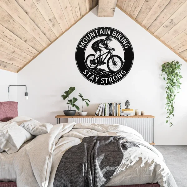 Personalized Mountain Bike Rider Metal Sign Custom Mtb Art Decor Personalized mountain bike rider metal sign in 16 gauge steel for MTB wall decor, custom cycling plaque for garage, riders and gift art.