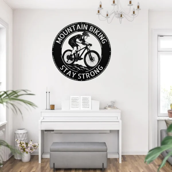 Personalized Mountain Bike Rider Metal Sign Custom Mtb Art Decor Personalized mountain bike rider metal sign in 16 gauge steel for MTB wall decor, custom cycling plaque for garage, riders and gift art.