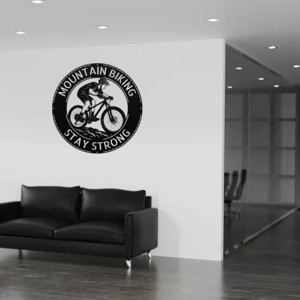 Personalized Mountain Bike Rider Metal Sign Custom Mtb Art Decor Personalized mountain bike rider metal sign in 16 gauge steel for MTB wall decor, custom cycling plaque for garage, riders and gift art.