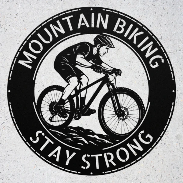 Personalized Mountain Bike Rider Metal Sign Custom Mtb Art Decor Personalized mountain bike rider metal sign in 16 gauge steel for MTB wall decor, custom cycling plaque for garage, riders and gift art.