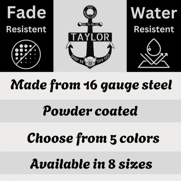 Personalized Navy Boot Camp Pir Metal Art Sign Military Graduation Sailor Gift Personalized Navy PIR metal art sign in 16 gauge steel for boot camp graduation decor, custom sailor wall plaque and Navy military gift.