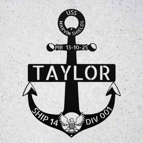Personalized Navy Boot Camp Pir Metal Art Sign Military Graduation Sailor Gift Personalized Navy PIR metal art sign in 16 gauge steel for boot camp graduation decor, custom sailor wall plaque and Navy military gift.