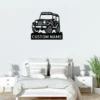 Personalized off-road vehicle metal sign in 16 gauge steel for 4x4 trail wall decor, custom jeep plaque for garage, drivers and adventure gift art.