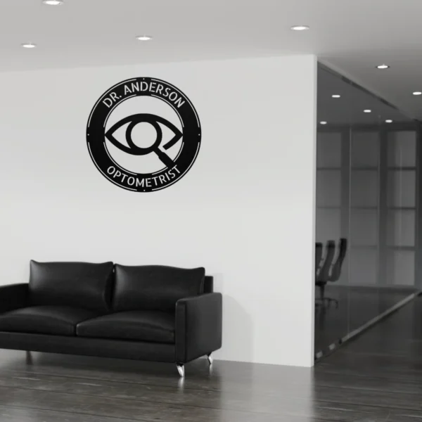 Personalized Optometrist Metal Sign Personalized optometrist metal sign crafted from 16 gauge steel, custom wall decor for eye doctor offices, clinics, and vision care professionals.
