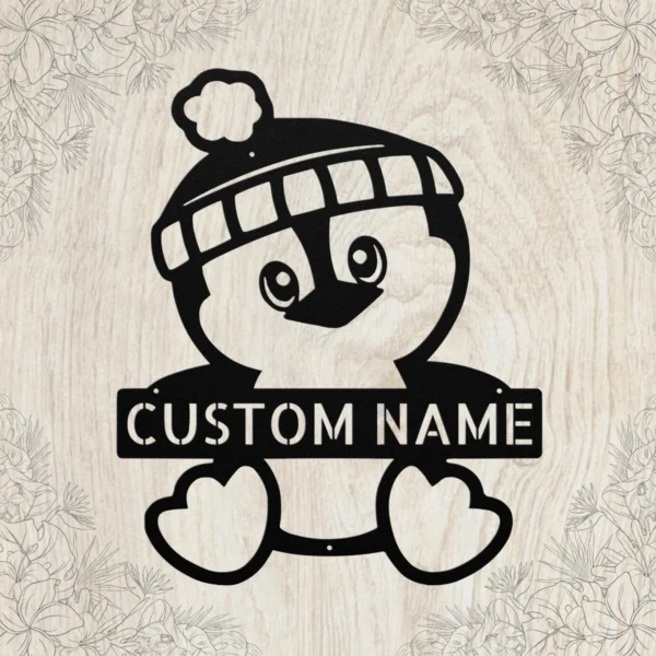 Personalized Penguin Metal Sign Wildlife Wall Art Decor Personalized penguin metal sign in 16 gauge steel for wildlife wall decor, custom animal plaque for home, nursery, and penguin lover gift art.
