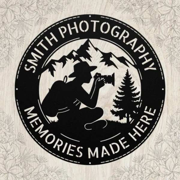 Personalized Photographer Metal Sign Custom Camera Studio Decor Personalized photographer metal sign in 16 gauge steel for camera wall art studio decor, custom photography plaque and creative professional gift.