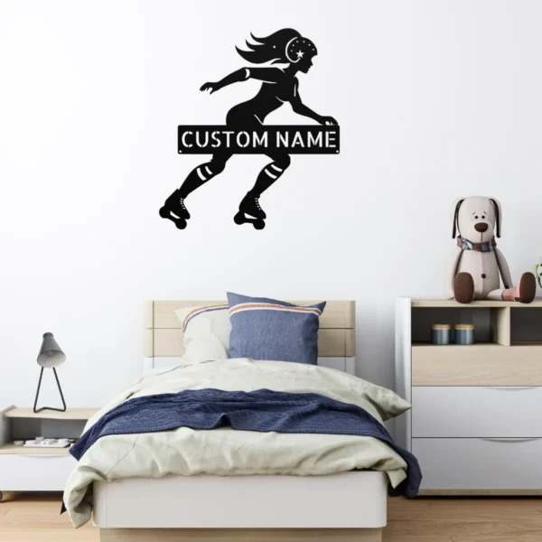 Personalized Roller Derby Metal Sign Custom Skate Team Art Decor Personalized roller derby metal sign in 16 gauge steel for skate wall decor, custom derby team plaque for rink, gym and gift art.