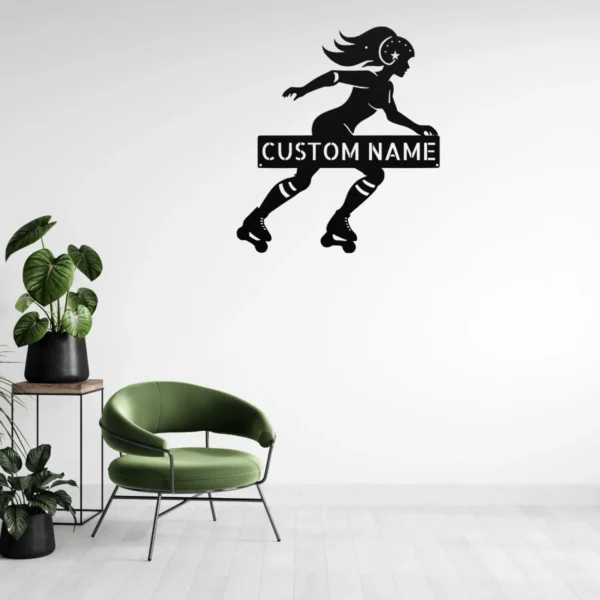 Personalized Roller Derby Metal Sign Custom Skate Team Art Decor Personalized roller derby metal sign in 16 gauge steel for skate wall decor, custom derby team plaque for rink, gym and gift art.