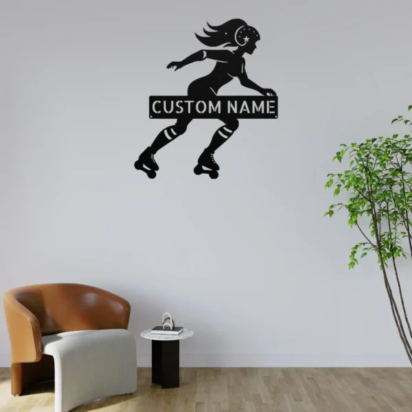 Personalized Roller Derby Metal Sign Custom Skate Team Art Decor Personalized roller derby metal sign in 16 gauge steel for skate wall decor, custom derby team plaque for rink, gym and gift art.