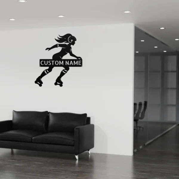 Personalized Roller Derby Metal Sign Custom Skate Team Art Decor Personalized roller derby metal sign in 16 gauge steel for skate wall decor, custom derby team plaque for rink, gym and gift art.