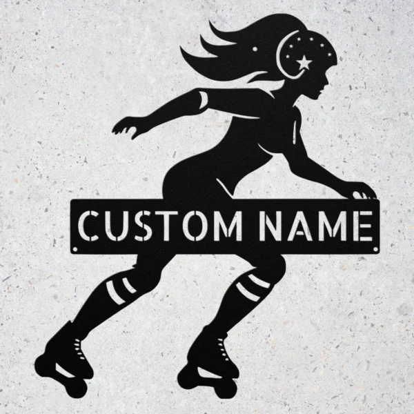 Personalized Roller Derby Metal Sign Custom Skate Team Art Decor Personalized roller derby metal sign in 16 gauge steel for skate wall decor, custom derby team plaque for rink, gym and gift art.