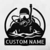 Personalized Scuba Diver Metal Sign Underwater Art Decor Personalized scuba diver metal sign in 16 gauge steel for underwater wall decor, custom ocean plaque for divers, beach home and gift art.