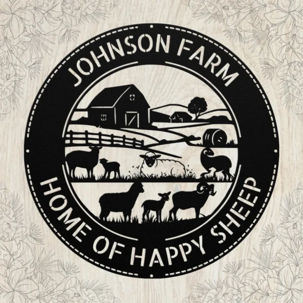 Personalized Sheep Farm Metal Sign Custom Ranch Name Art Personalized sheep farm metal sign in 16 gauge steel for rustic ranch wall decor, custom farm name plaque for barn, farmhouse and gift art.