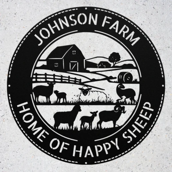 Personalized Sheep Farm Metal Sign Custom Ranch Name Art Personalized sheep farm metal sign in 16 gauge steel for rustic ranch wall decor, custom farm name plaque for barn, farmhouse and gift art.