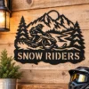 Personalized Snowmobile Metal Sign Winter Wall Art Decor Personalized snowmobile metal sign in 16 gauge steel for winter wall decor, custom rider plaque for cabin, garage and snowmobile gift art.