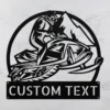 Personalized Snowmobile Metal Sign Winter Wall Art Decor Personalized snowmobile metal sign in 16 gauge steel for winter wall decor, custom rider plaque for cabin, garage and snowmobile gift art.