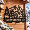 Personalized Snowmobile Metal Sign Winter Wall Art Decor Personalized snowmobile metal sign in 16 gauge steel for winter wall decor, custom rider plaque for cabin, garage and snowmobile gift art.