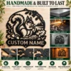 Personalized Squirrels Metal Sign Custom Nature Art Decor Personalized squirrels metal sign in 16 gauge steel for garden wall decor, custom wildlife plaque for outdoor home, nature lover gift art.
