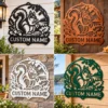 Personalized Squirrels Metal Sign Custom Nature Art Decor Personalized squirrels metal sign in 16 gauge steel for garden wall decor, custom wildlife plaque for outdoor home, nature lover gift art.