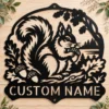 Personalized Squirrels Metal Sign Custom Nature Art Decor Personalized squirrels metal sign in 16 gauge steel for garden wall decor, custom wildlife plaque for outdoor home, nature lover gift art.