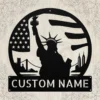 Personalized Statue Of Liberty Metal Sign Custom Patriotic Art Decor Personalized Statue of Liberty metal sign in 16 gauge steel for patriotic wall decor, custom name plaque for home, office and freedom gift art.