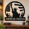 Personalized Statue of Liberty metal sign in 16 gauge steel for patriotic wall decor, custom name plaque for home, office and freedom gift art.