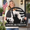 Personalized Statue of Liberty metal sign in 16 gauge steel for patriotic wall decor, custom name plaque for home, office and freedom gift art.