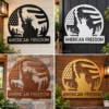 Personalized Statue of Liberty metal sign in 16 gauge steel for patriotic wall decor, custom name plaque for home, office and freedom gift art.