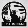 Personalized Statue Of Liberty Metal Sign Custom Patriotic Art Decor Personalized Statue of Liberty metal sign in 16 gauge steel for patriotic wall decor, custom name plaque for home, office and freedom gift art.