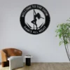 Personalized Stripper Metal Sign Custom Bar Decor A custom black laser-cut metal wall sign featuring a sleek exotic dancer silhouette with personalized text engraved smoothly along the upper border.
