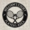 Personalized tennis racket metal sign in 16 gauge steel for sports wall decor, custom tennis plaque for players, gym, club and gift art.