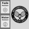 Personalized tennis racket metal sign in 16 gauge steel for sports wall decor, custom tennis plaque for players, gym, club and gift art.