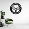 Personalized tennis racket metal sign in 16 gauge steel for sports wall decor, custom tennis plaque for players, gym, club and gift art.
