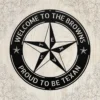 Personalized Texas Star metal sign in 16 gauge steel for rustic Lone Star wall decor, custom family name plaque for ranch, home and gift art.