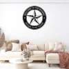 Personalized Texas Star metal sign in 16 gauge steel for rustic Lone Star wall decor, custom family name plaque for ranch, home and gift art.