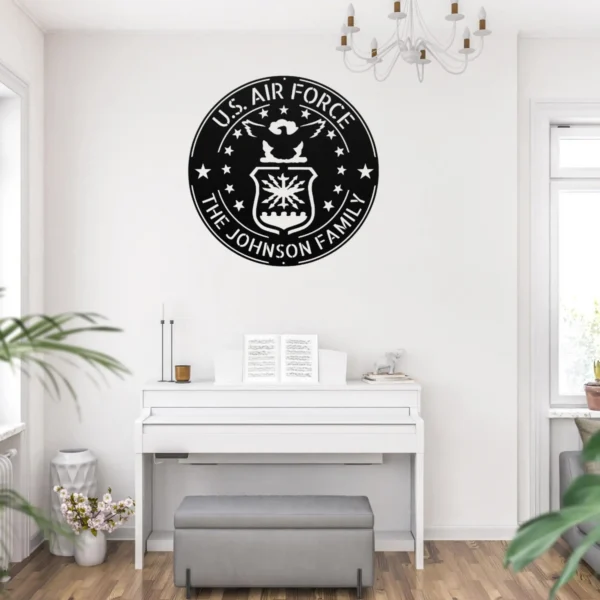 Personalized Us Air Force Metal Sign Custom Military Wall Decor Personalized US Air Force metal sign in 16 gauge steel for military wall decor, custom veteran plaque and patriotic home or office gift.
