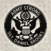 Personalized US Army metal sign in 16 gauge steel for military wall decor, custom veteran tribute plaque and patriotic home or office gift.