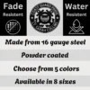 Personalized US Coast Guard metal sign in 16 gauge steel for maritime wall decor, custom veteran plaque and patriotic home or office gift.