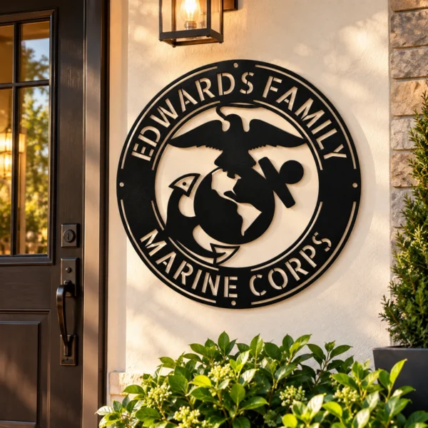 Honor service and sacrifice with a Personalized US Marine Corps Metal Sign for veterans and Marines. A custom wall decor tribute to pride and respect military.
