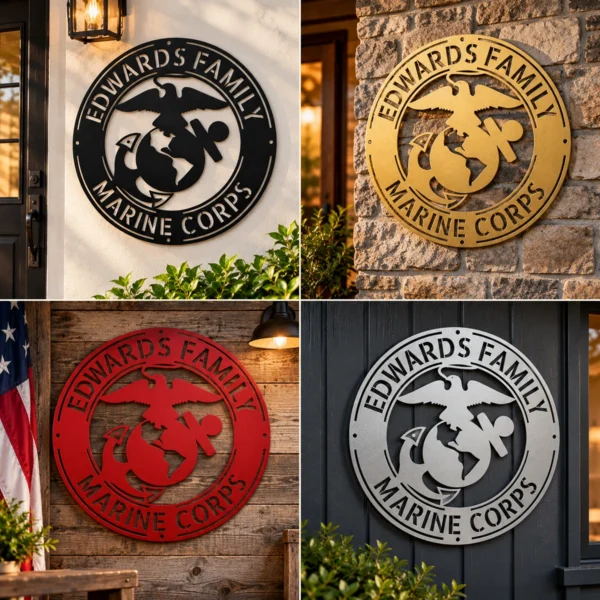 Honor service and sacrifice with a Personalized US Marine Corps Metal Sign for veterans and Marines. A custom wall decor tribute to pride and respect military.